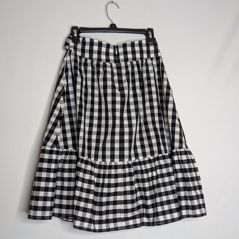 J. Crew Black and White Plaid Tie Waist Midi Skirt - Picture 13 of 16